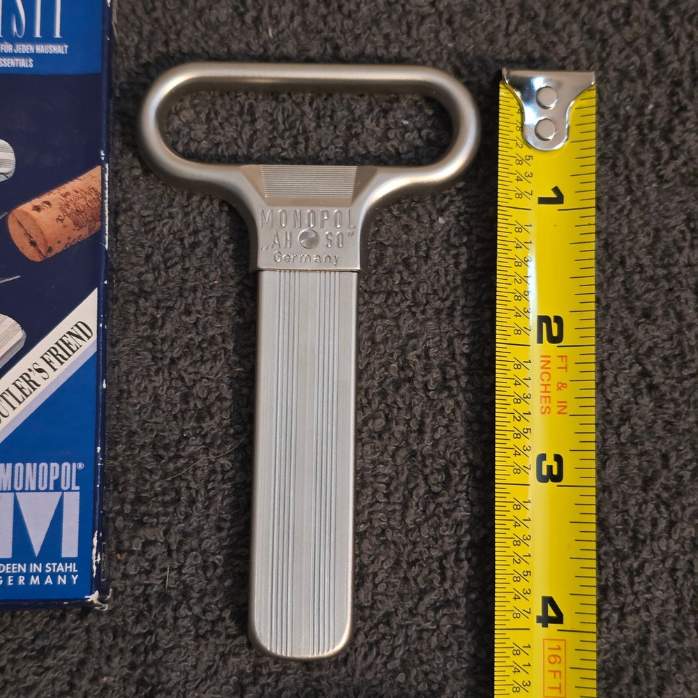 Monopol Ah-So Two-Prong Cork Puller Butler's Friend Unisex OS Silver Germany - Picture 4 of 6